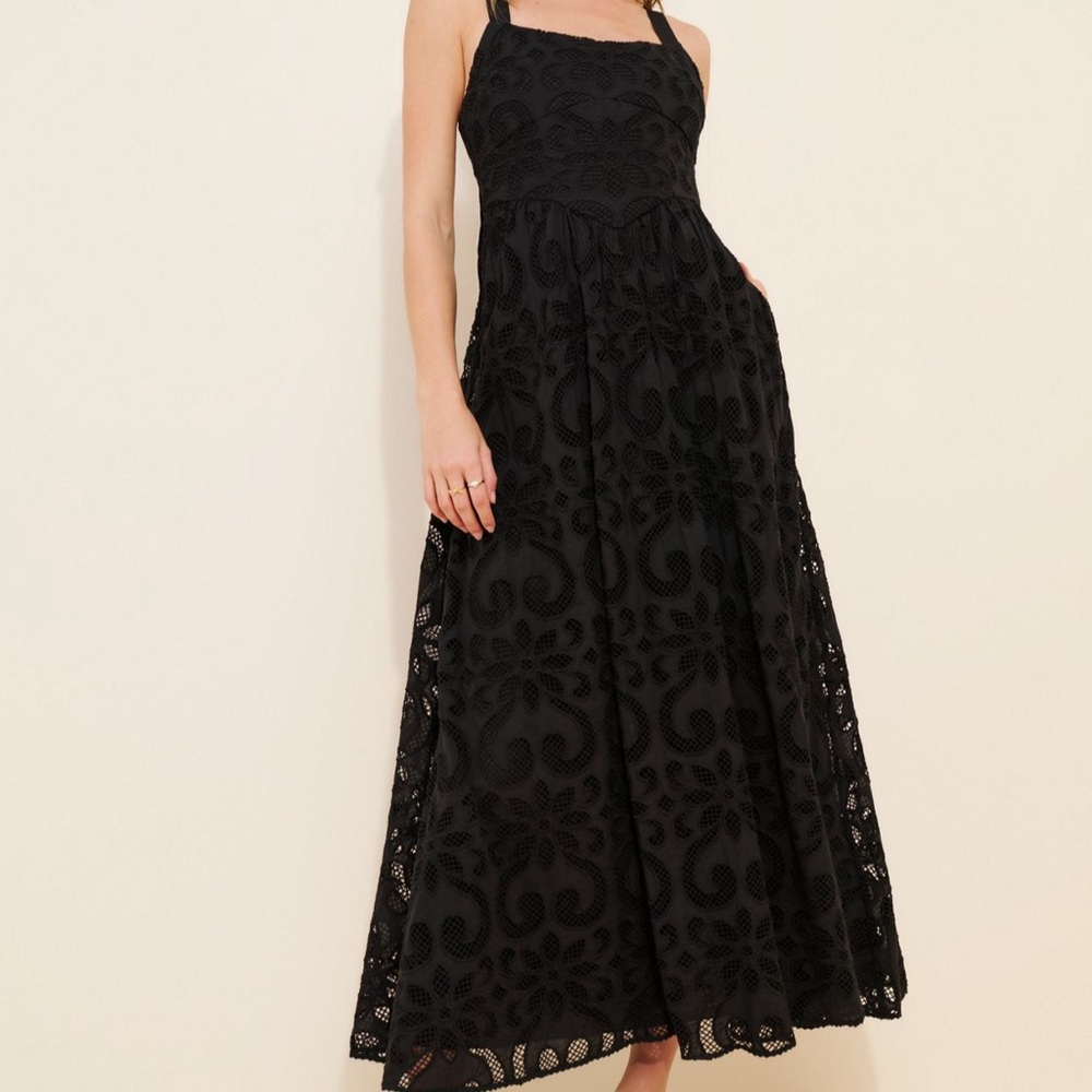 SAYLOR Black Halter Maxi Dress for Weddings